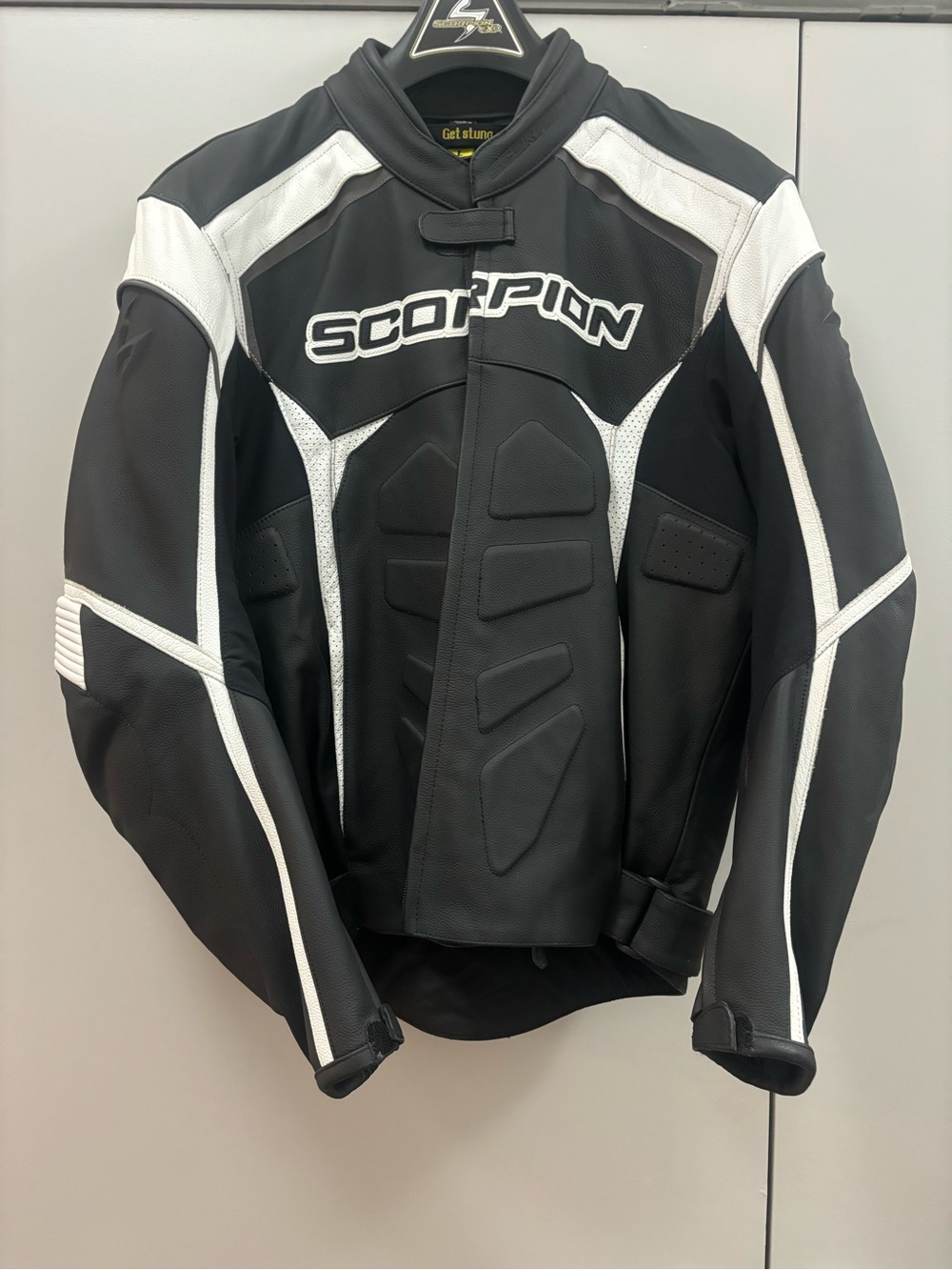 Scorpion Men’s Black & White Motorcycle Jacket genuine leather